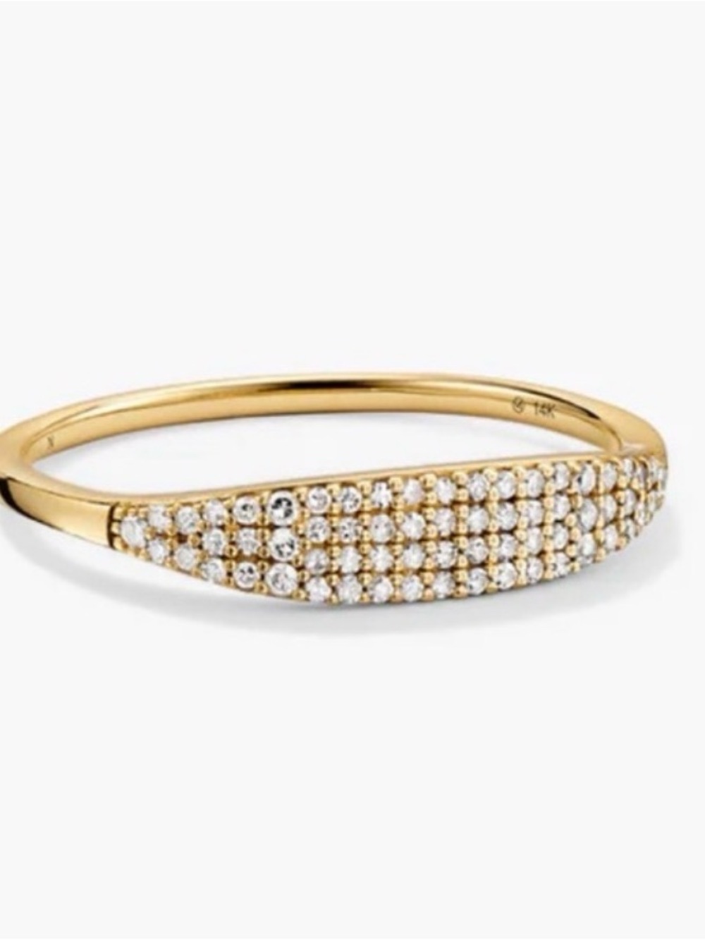 Mejuri 14k Pavé Diamond Slim Signet